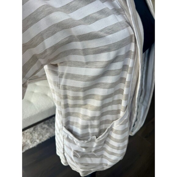 Wet Seal White Cream Striped Short Sleeve Cardigan Size Large - Picture 2 of 5